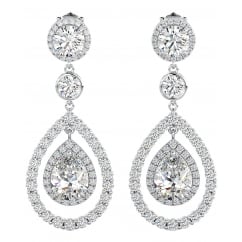 Ladies Cubic Zirconia Tear drop chandelier dangle drop earrings