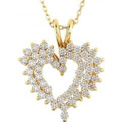 Ladies Gold Tone Heart Pendant Necklace in 925 Sterling Silver