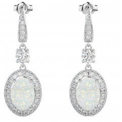  Ladies Opal dangle drop earrings