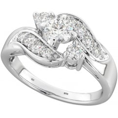 Ladies Ring - 925 Sterling Silver Round Cut Cluster Ring 