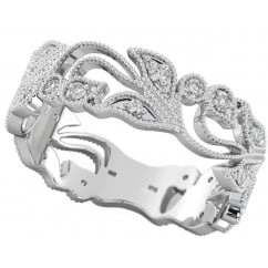 Ladies Silver Filigree Wedding Band Ring