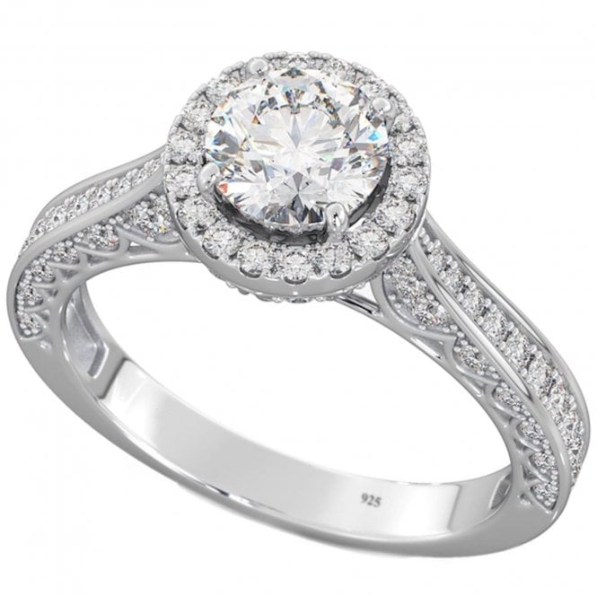 Ladies Silver HALO Engagement Ring
