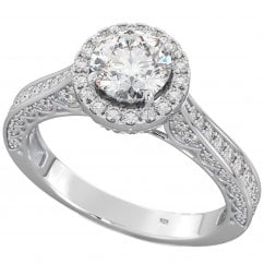 Ladies Silver HALO Engagement Ring