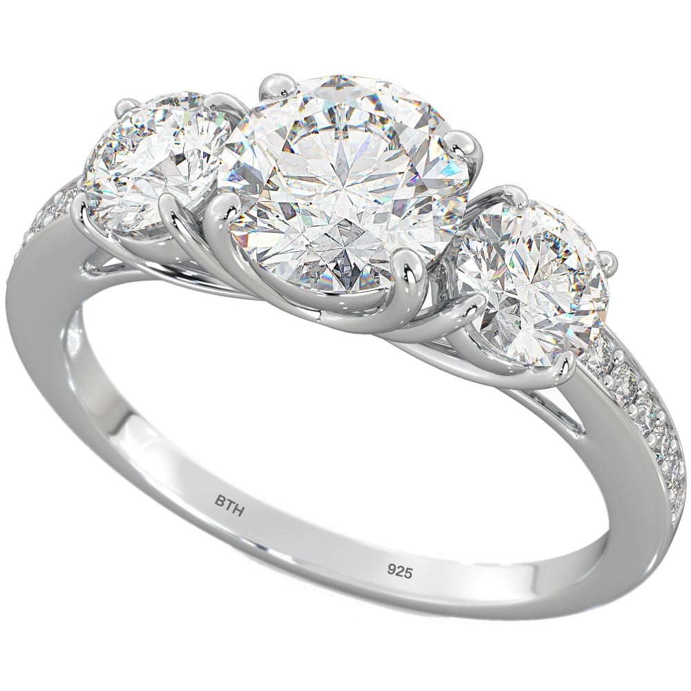 thumbnail image 2 of Suzy Levian Sterling Silver Cubic Zirconia 5-Stone Princess-cut Bridal... 2 of 12