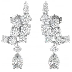 Ladies Sterling Silver Cubic Zirconia Tear Drop Earrings