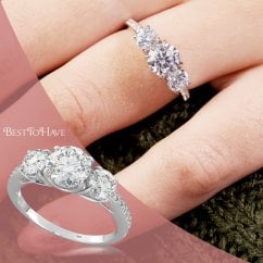 Ladies Sterling Silver Three STONE Cubic Zirconia Ring