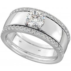 Ladies Timeless Trio Silver & Cubic Zirconia 3 Ring Set