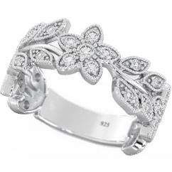 Ladies Unique Silver Filigree Flower Ring