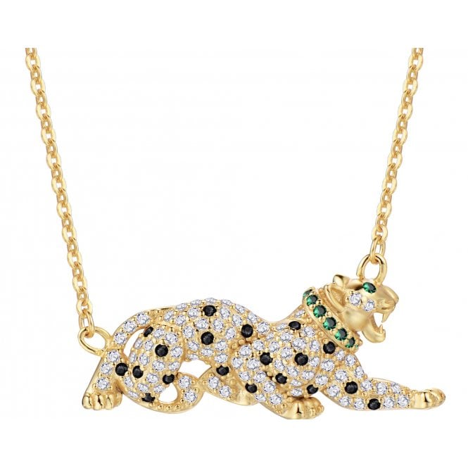 Leopard Pendant Gold Tone 925 Sterling Silver Necklace