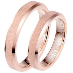 Matching Coulple Tungsten Carbide Rings: Sandblasted Crystalline Matching Set