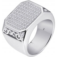 Men’s 925 Silver Square Micro Pave CZ Signet Ring