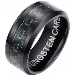 Men’s Green Carbon Fibre Inlay Black Tungsten Ring