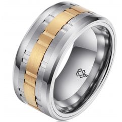 Mens 10mm Titanium With Gold Tone Wedding Band Ring 