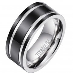 Mens Black Titanium Ring 8mm Classic Band Ring