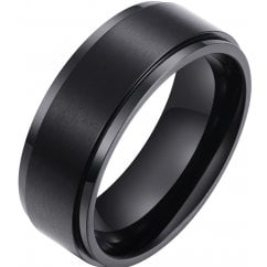 Mens Black Titanium Ring 8mm Classic Wedding Band Ring