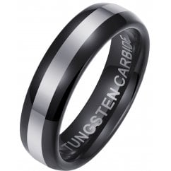 Mens Black Tungsten 6mm Wedding Band Ring 