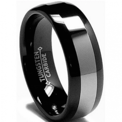 Mens Black Tungsten Carbide Engagement Ring Wedding Band 