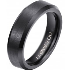 Men's Black Tungsten Ring 6mm Engraved I Love You Classic Ring - Unisex