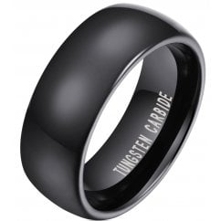 Mens Black Tungsten Ring 8mm Classic Wedding Engagement Comfort Fit Band Ring