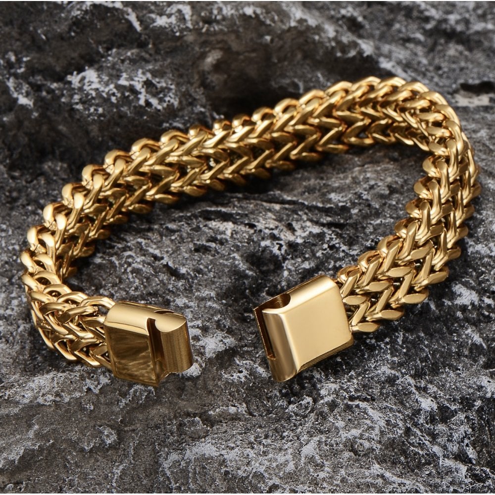 Men's 7" Stainless Steel Solid Bangle Bracelet – Gold Plated – 8mm Width – Includes Box-485574