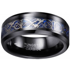Men's Celtic Dragon Black Tungsten Carbide Wedding Band 