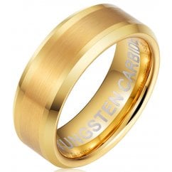 Mens Gold Tone 8mm Tungsten Band Ring