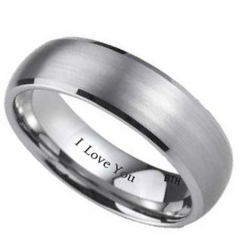Mens Ladies 6mm Brushed Titanium I Love You Wedding Classic Band Ring