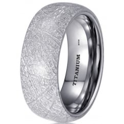 Mens/Ladies Unisex 8mm Domed Meteorite Inlay Titanium Wedding Band Ring