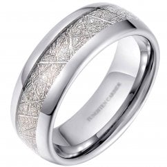 Mens Meteorite Inlay Tungsten Band Ring