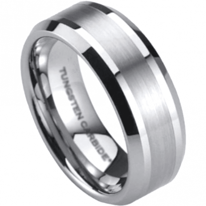 Mens Scratch Resistant Tungsten Carbide 8mm Wedding Band Ring 