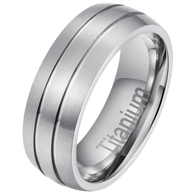 Mens Titanium Ring 7mm Classic Wedding Band 