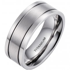 Mens Titanium Ring 8mm Classic Wedding Band 