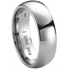 Mens Titanium Ring Unisex Wedding Band Ring with I Love You Engraving