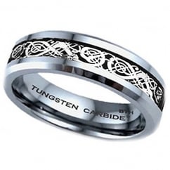 Mens Tungsten Carbide Celtic Dragon Fashion Ring 6mm Wedding Band