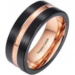 Men's Tungsten Carbide Rose Gold & Black Ring