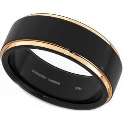 Mens Tungsten Carbide Rose Gold Engagement Ring Wedding Band