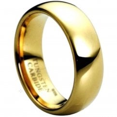 Mens Tungsten Gold Tone 8mm Wedding Ring -Unisex 