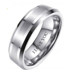 Mens Tungsten Wedding Band Engraved with ‘I Love You’ - 6mm 