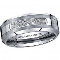 Men's Tungsten Wedding Band Ring With CZ 