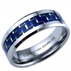 Men's Tungsten Wedding Band – Scratch Resistant Blue Carbon Ring