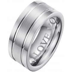 Mens Tungsten Wedding Classic Band Engraved with ‘I Love You’