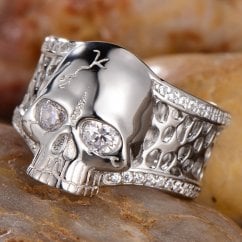 Mens Unisex 925 Sterling Silver Skull Ring