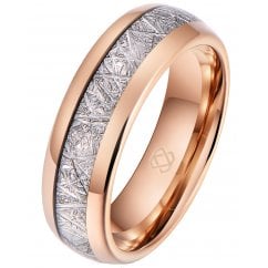 Men's Unisex Tungsten Carbide Meteorite Wedding Rose Gold Ring 6mm