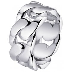 Mens Women 925 Silver Curb Chain Links Ring Unisex