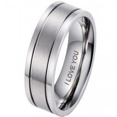 Mens Women Classic Wedding Tungsten Ring Band - Engraved I Love You 