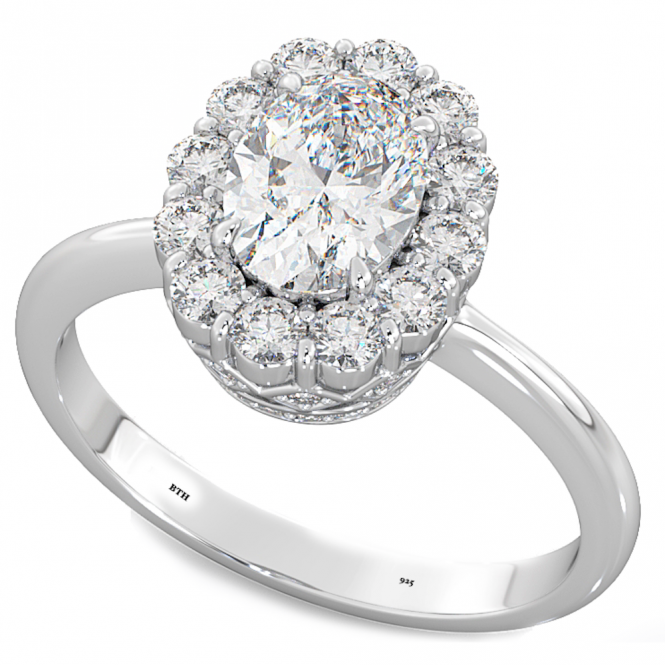 Oval Cut Cubic Zirconia Vintage Engagement ring in 925 Sterling Silver
