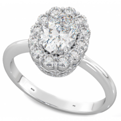 Oval Cut Cubic Zirconia Vintage Engagement ring in 925 Sterling Silver
