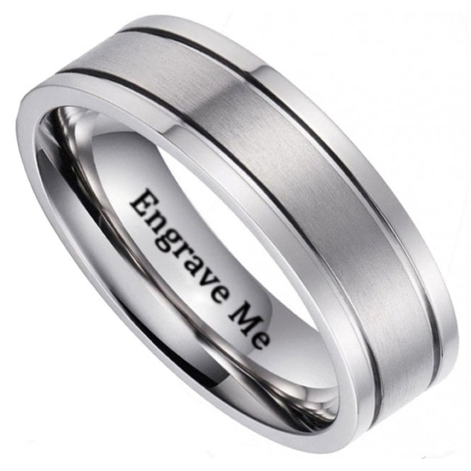 Personalised Unisex Tungsten Wedding 6mm Band Ring