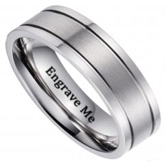 Personalised Unisex Tungsten Wedding 6mm Band Ring