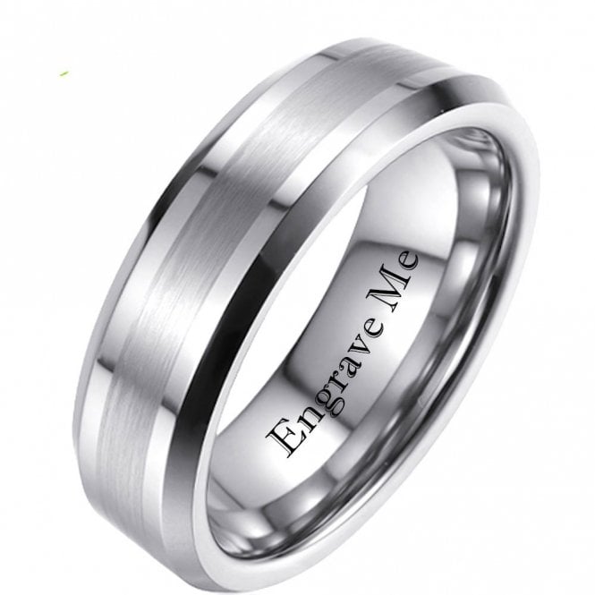 Personalised Unisex Tungsten Wedding 6mm Band Ring - Scratch Resistant 